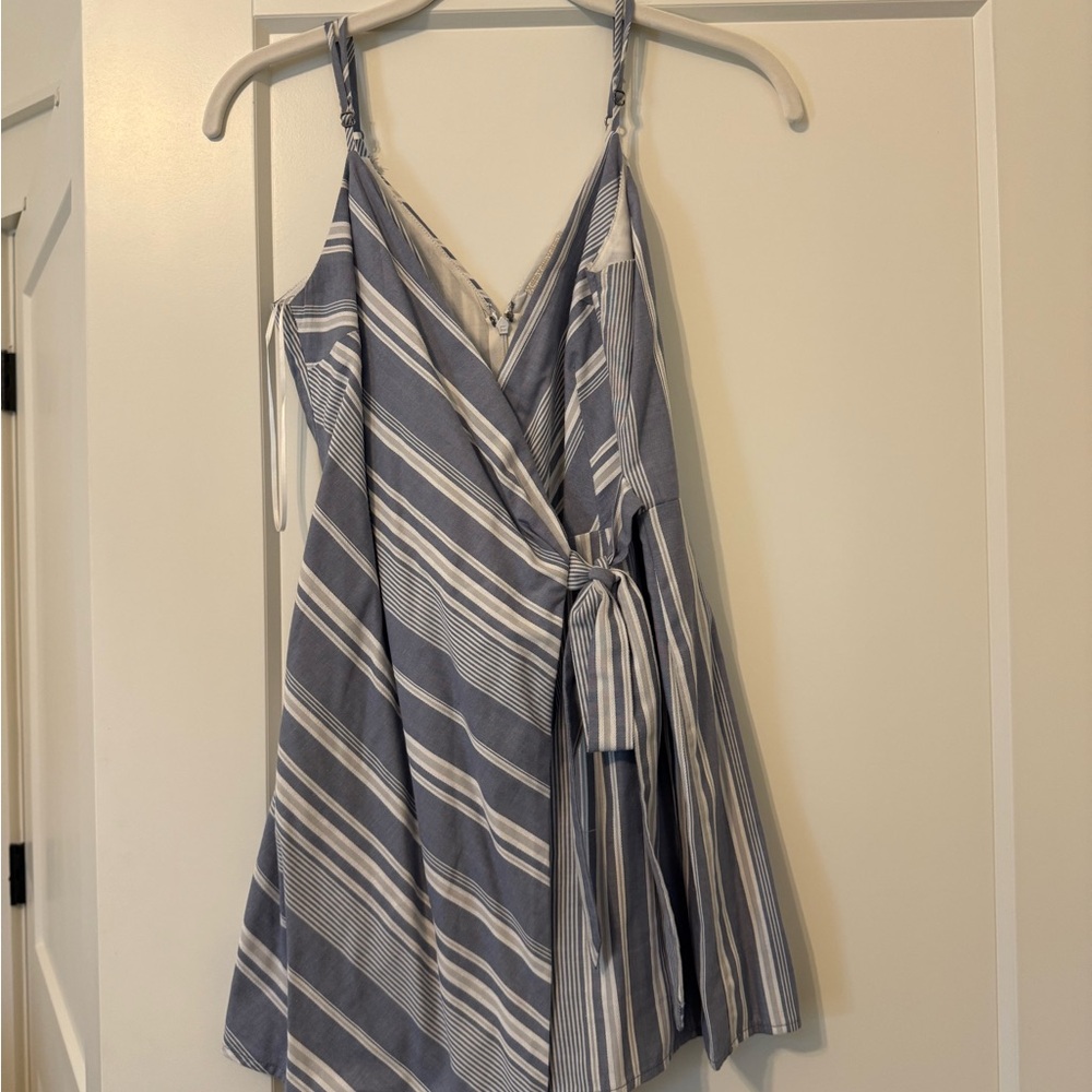Striped Blue and White Wrap Dress